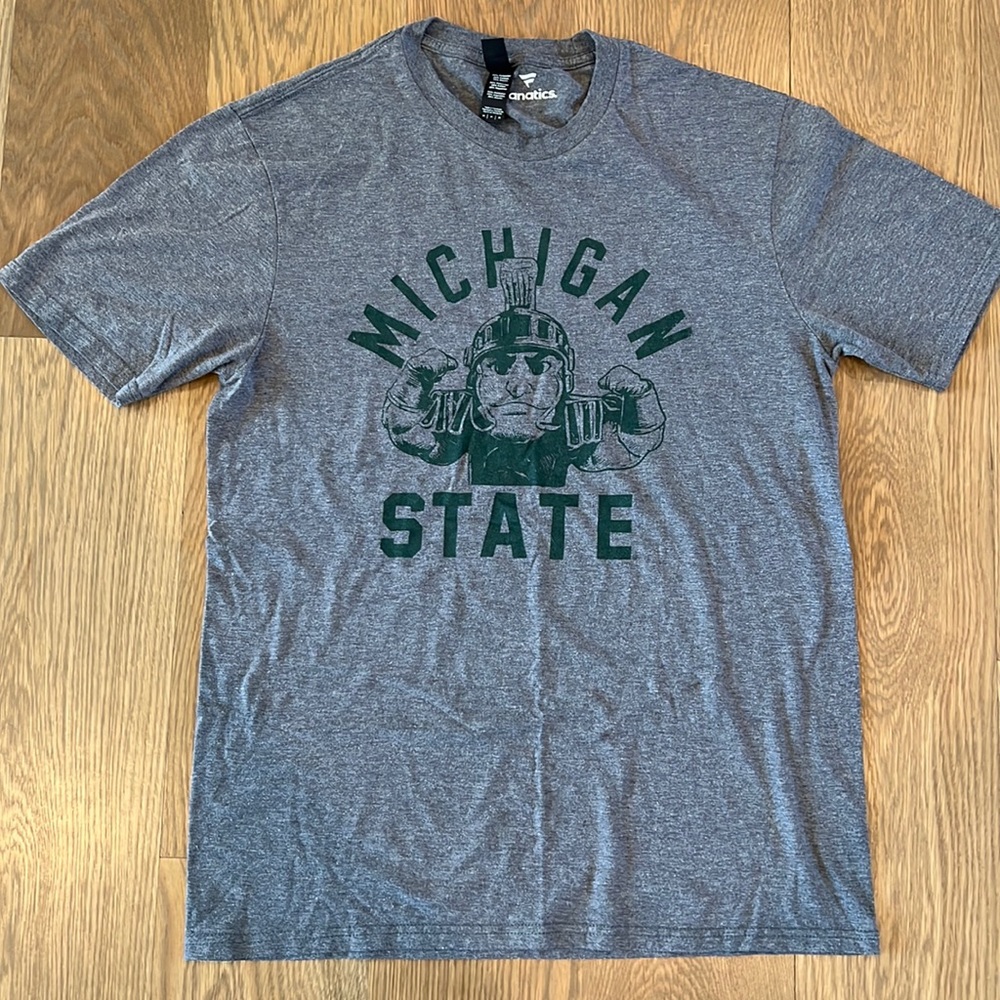 Fanatics LIKE NEW Mens Michigan State Tshirt - Gray w/ Sparty Logo - Size Medium
